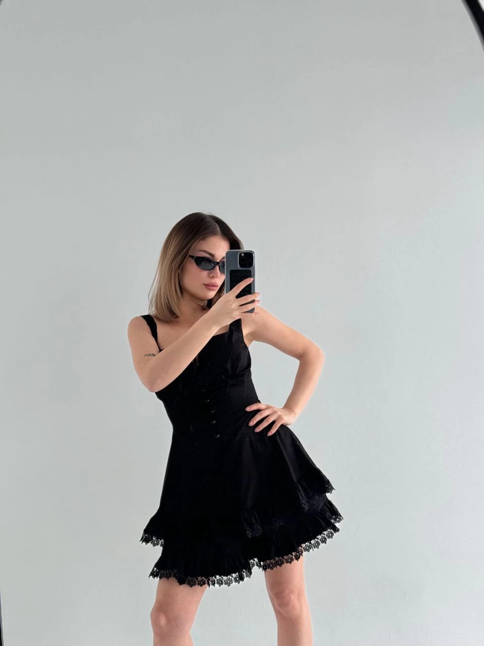 Sofanest Mini Askılı Elbise - Siyah