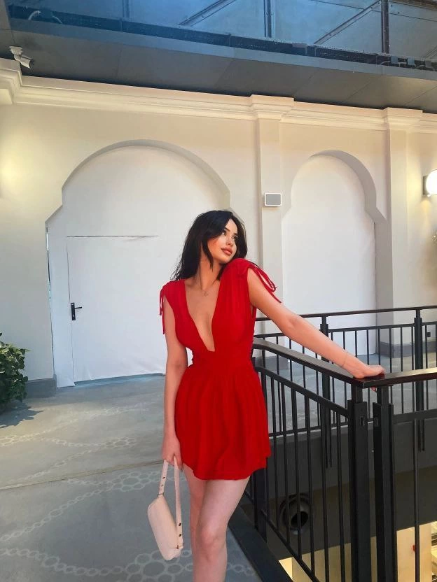 Sofanest Omuzu ip Askılı Şortlu Elbise - Kırmızı