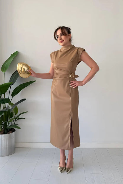 Sofanest Power Elegance Deri Elbise – Geceye Güç Katan Zarafet