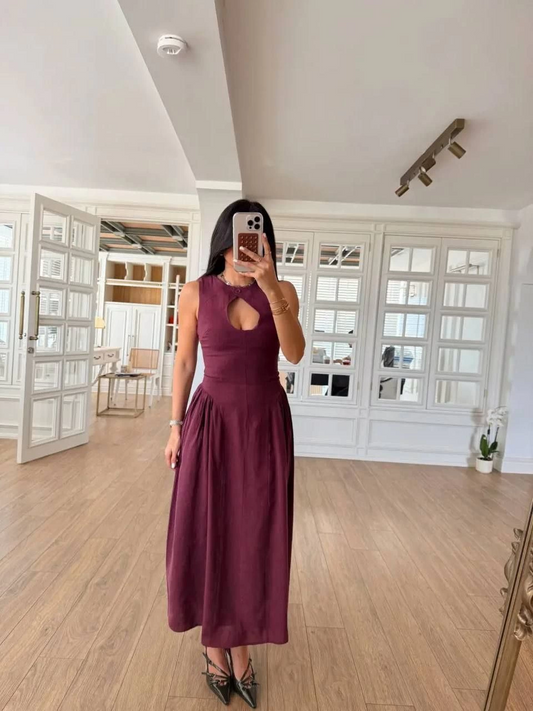 Sofanest Kolsuz Uzun Kabardin Elbise - Bordo