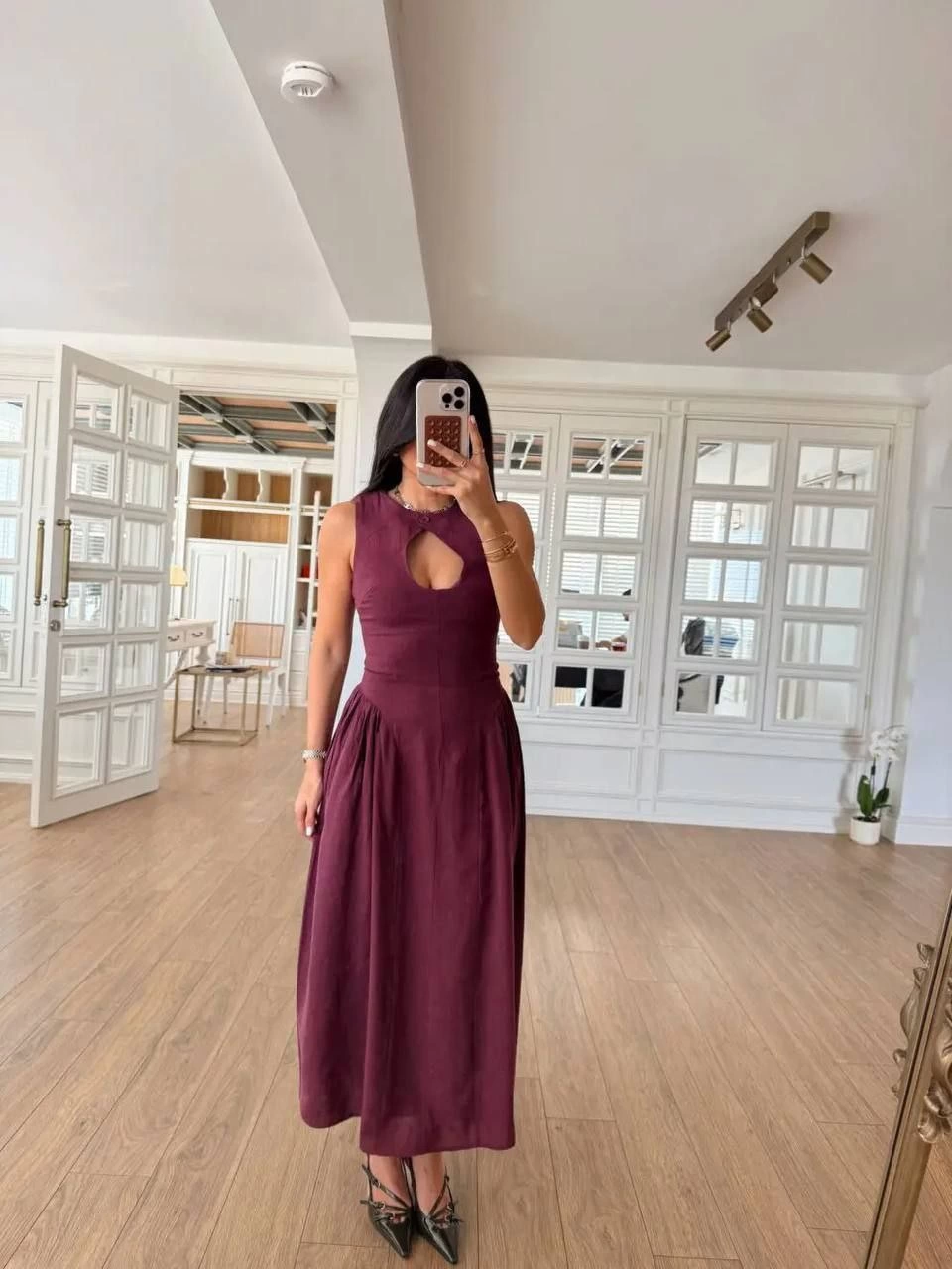 Sofanest Kolsuz Uzun Kabardin Elbise - Bordo