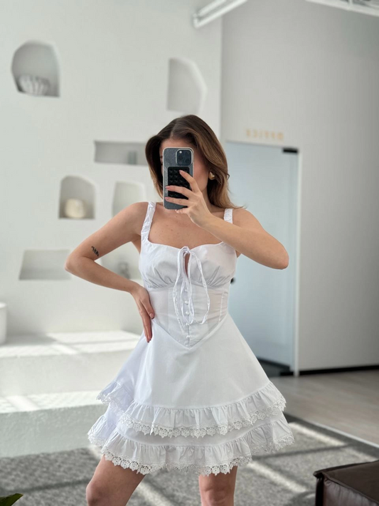 Sofanest Mini Askılı Elbise - Beyaz